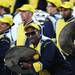 A Michigan cymbal player groves with the band during a break in the action against UMass in the fourth quarter at Michigan Stadium on Saturday. Melanie Maxwell I AnnArbor.com